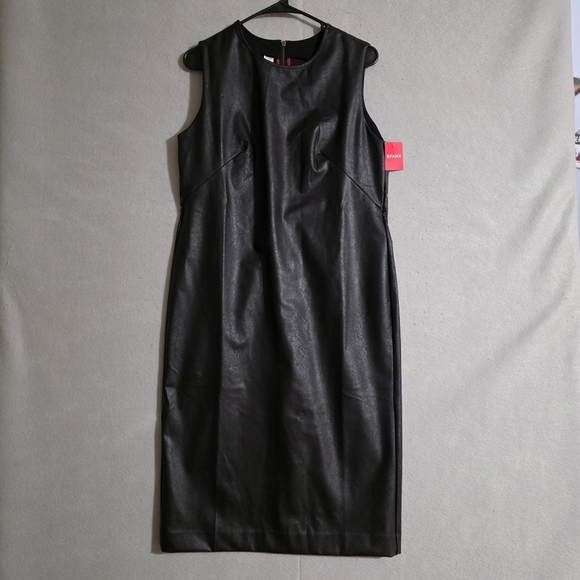 SPANX Dresses & Skirts - NWT Spanx Womens Leather Like Sleeveless Sheath Dress Luxe Black 20392R Size L